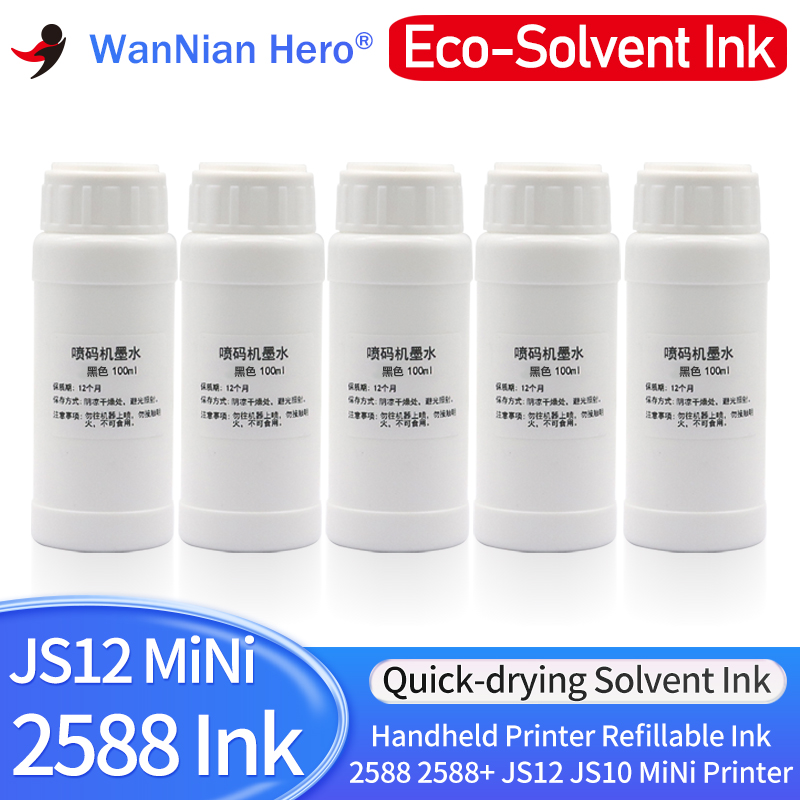 Sublimation Ink 100Ml - 速乾性の詰め替え可能なインク、ソルベントインク、ポータブルハンドヘルドプリンター、互換性、ミニ、2588、js10、js12、12.7mm、25.4mm、100ml
