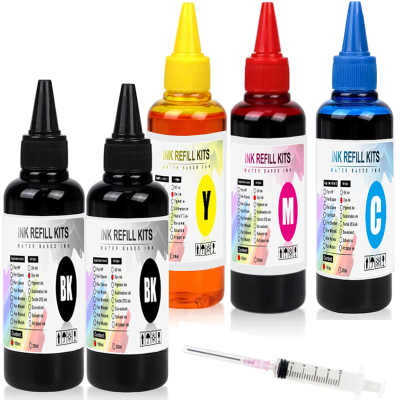 Sublimation Ink 100Ml - 100mlユニバーサル染料インクBK C M Yキット、HP、Canon、Epson、Brother、Deskjetインクジェットプリンター、タンクカートリッジ、CISS対応