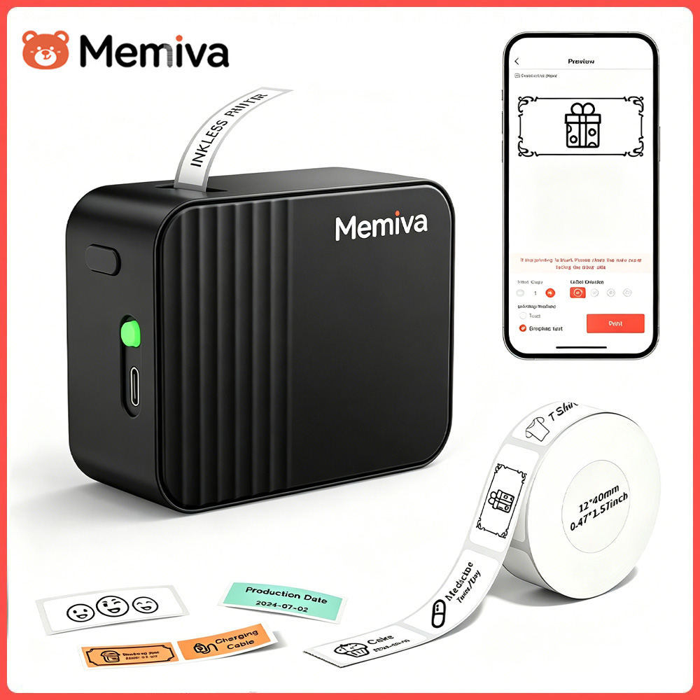 Commercial Book Printing Machines - Memiva A1 ポータブルサーマルプリンター ラベル粘着ステッカープリンター ラベリングマシン DIYラベル