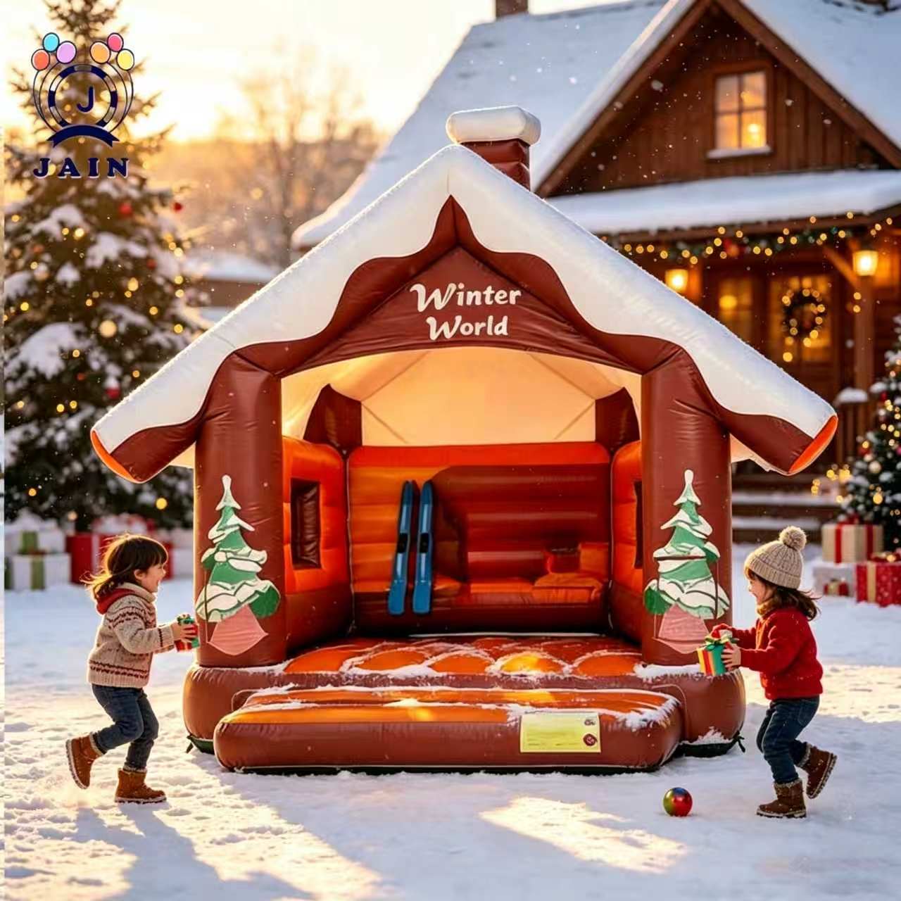 業務用4x4m印刷入りクリスマスバウンサー・ジャンパーキャッ - Commercial Printing House のレビューと価格