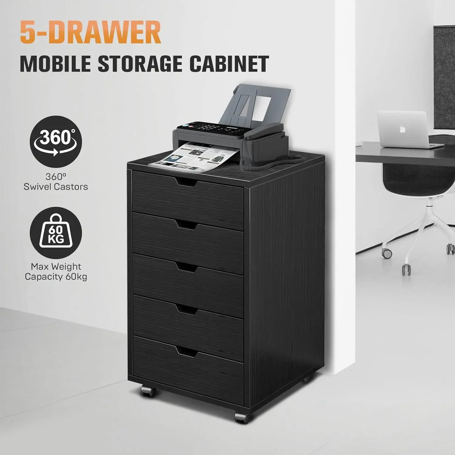 5段引き出しファイルキャビネットモバイルドキュメントファイリ - Commercial Printer のレビューと価格