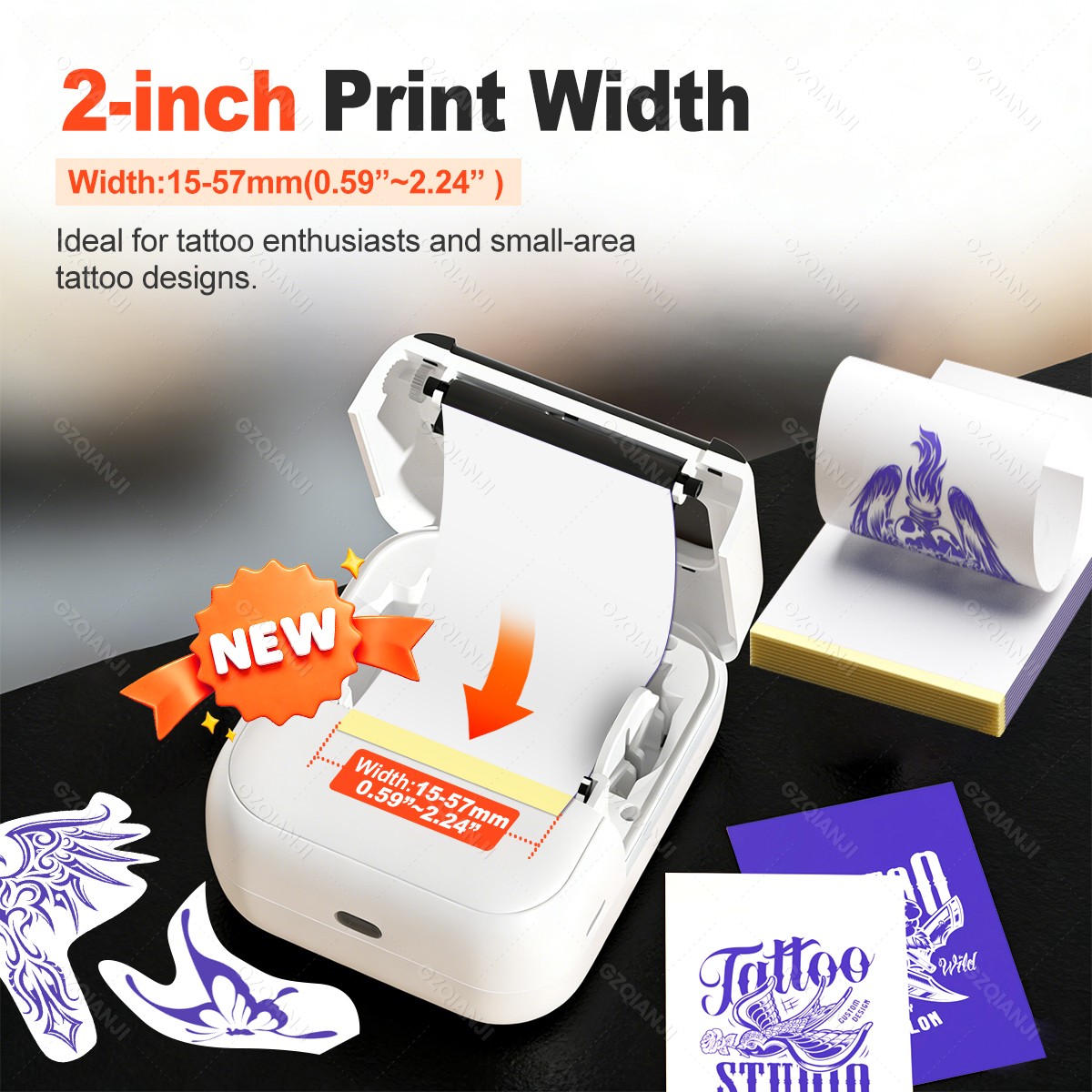 ミニサーマルプリンター 57mm ワイヤレスポケットタトゥー - Printing On Commercial のレビューと価格