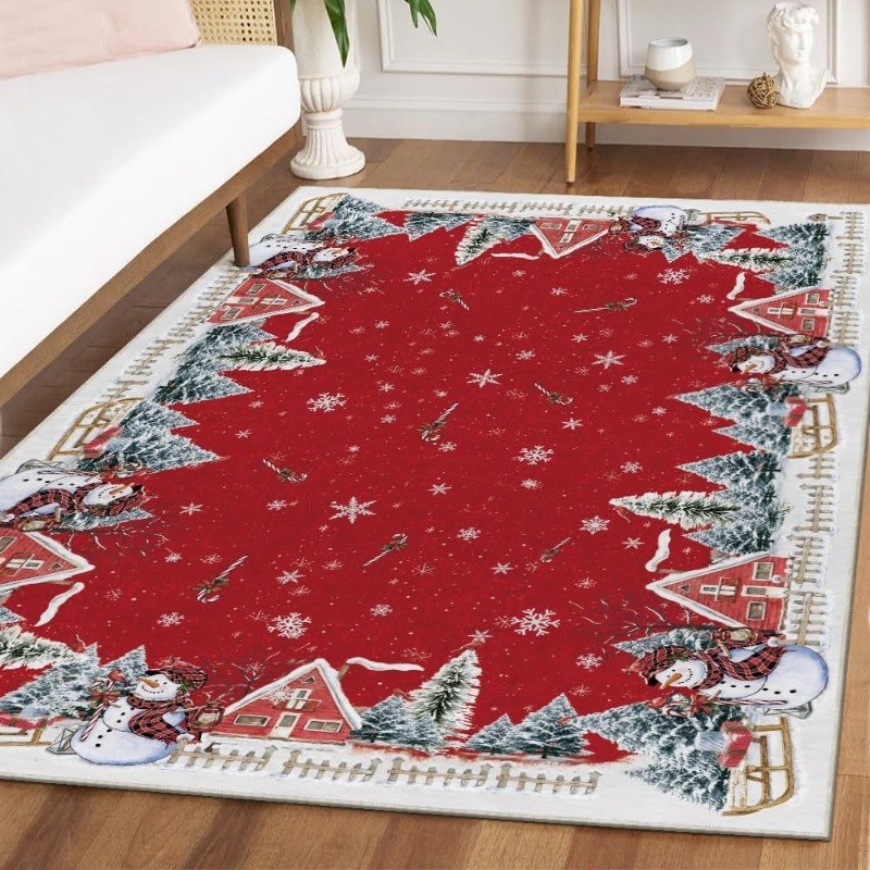 クリスマスレトロクリスマスツリー雪だるまプリントリビングルー - Printing On Commercial のレビューと価格